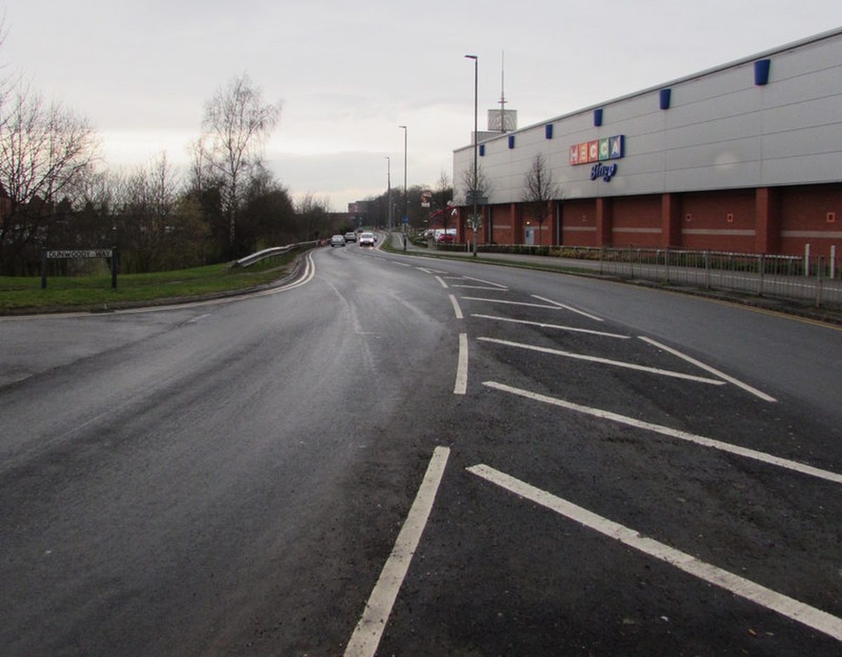 Dunwoody Way in Crewe, the road serving Dorothy Flower Retail Park